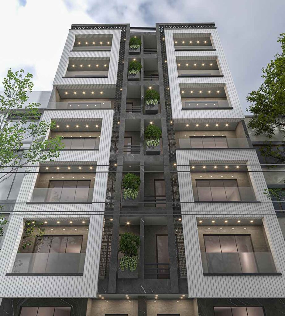 طراحی نمای آپارتمان مسکونی مهندس جلیل زاده، تصویر 1